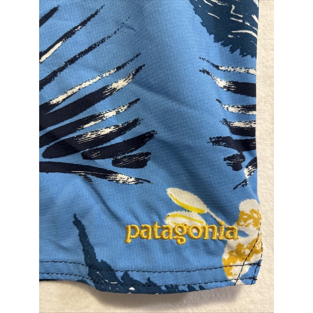 Patagonia Men's 36 Blue Yellow Stretch Planing Board Shorts Tropical Floral Swim - Picture 6 of 15